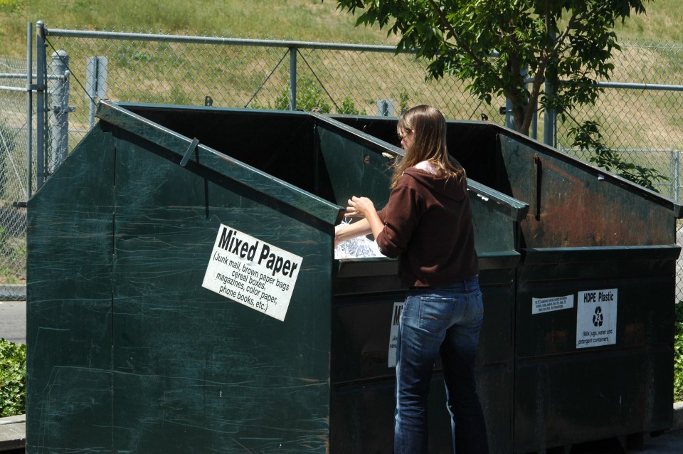 If a bin is stored on private property the dumpster diver could be prosecuted for trespassing