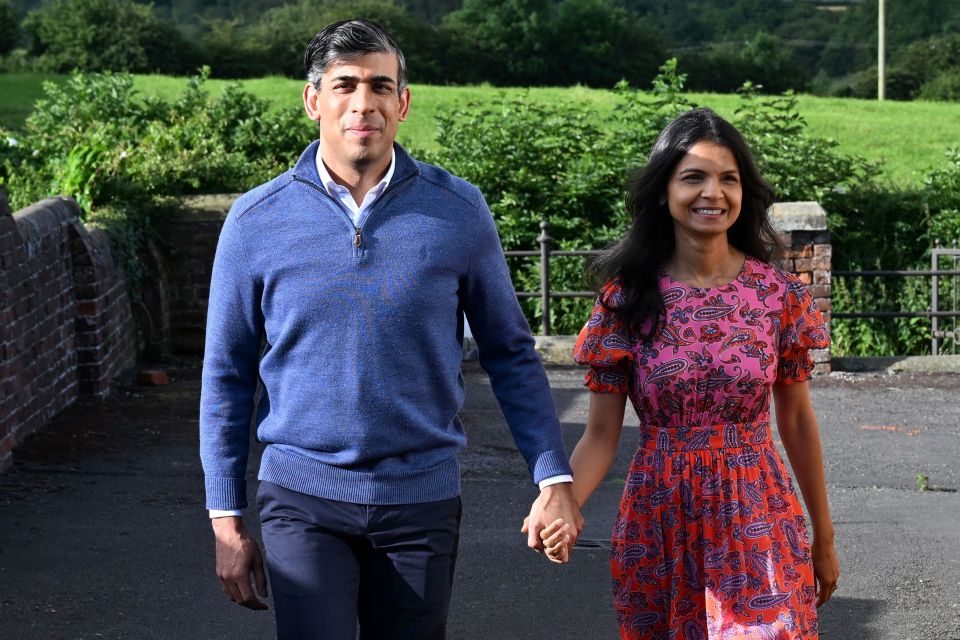 Mr Sunak and his wife Akshata Murty visited a polling station to vote yesterday