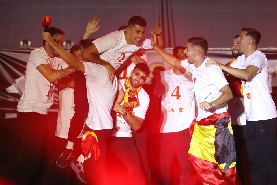 Rodri and his teammates had a wild celebration on Monday night