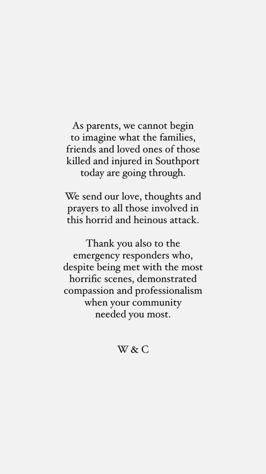 a message from w & c says as parents we cannot begin to imagine what the families friends and loved ones of those kids are going through