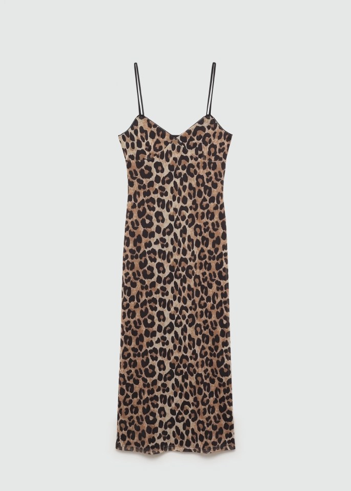 Mango’s leopard slip dress is £35.99