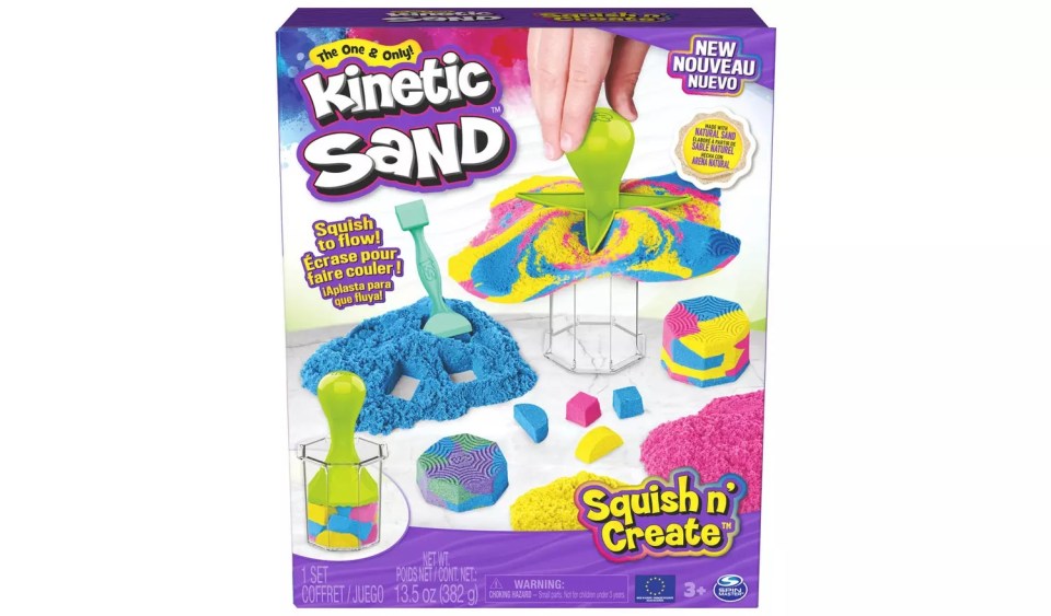 The Kinetic Sand Squish ’n’ Create playset is in Argos’ two for £20 offer