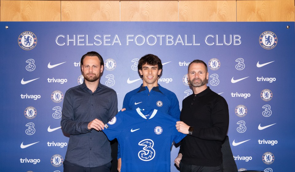 Vivell (L) signed several players - including Joao Felix - during his short spell with Chelsea