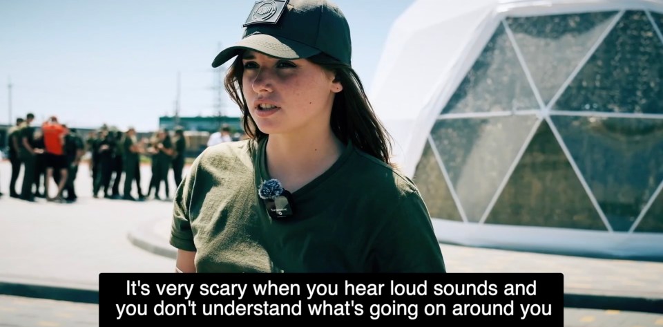 A Ukrainian girl speaking for a Russian propaganda video