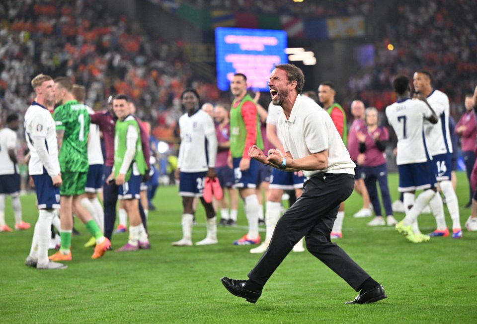 England manager Gareth Southgate celebrates the win