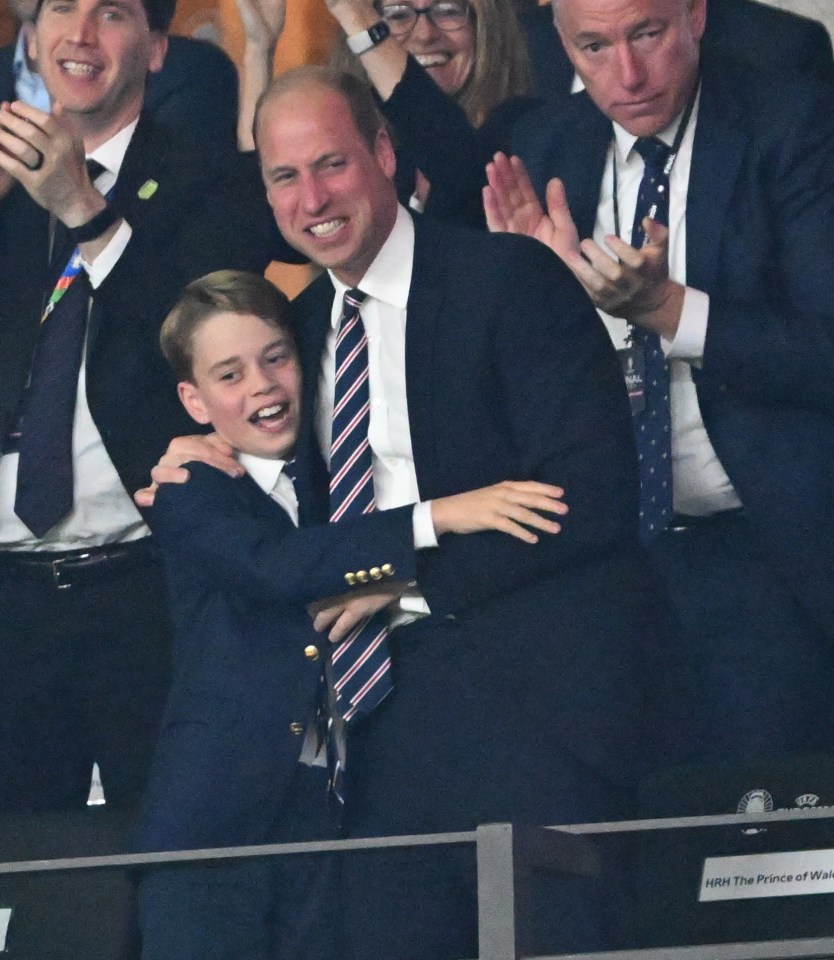 William and George were both enraptured by the game as the Three Lions faced off against Spain