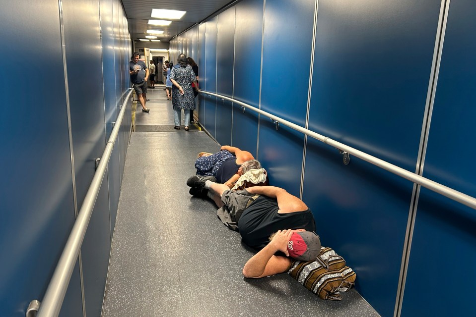 Passengers have been sleeping on the floor of Los Angeles International Airport after being hit with long delays with their flights