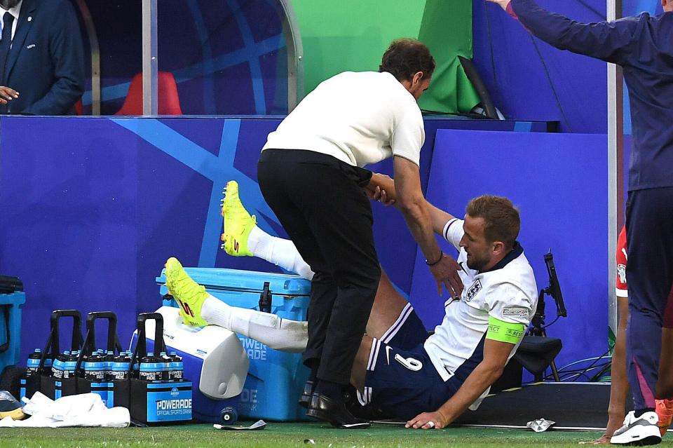 Harry Kane was forced off after slamming into Gareth Southgate