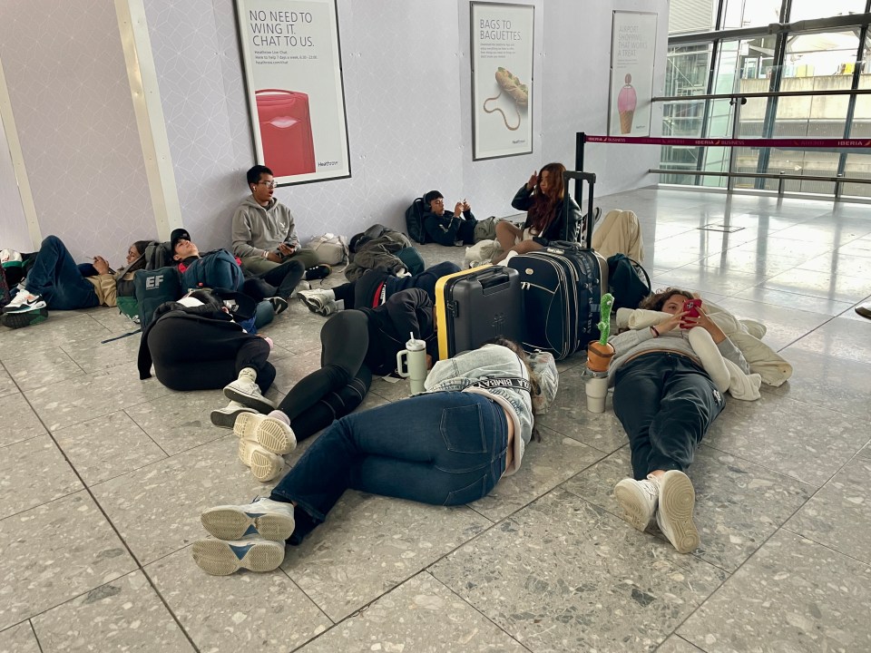 People sleeping on the floor at the major airport amid cancellation