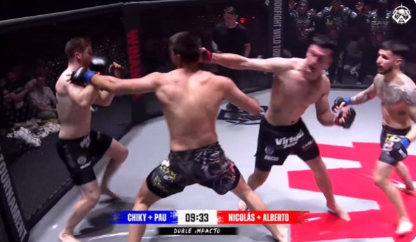 A clip of an 'insane' 2v2 MMA fight went viral