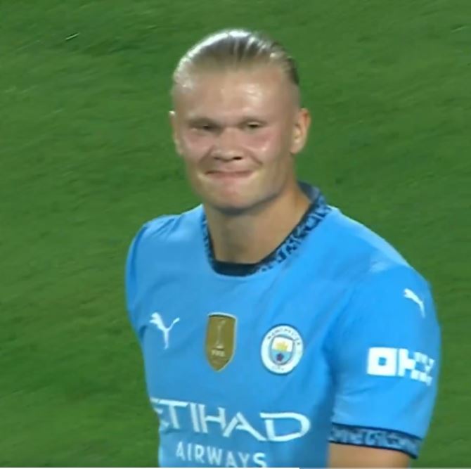 Haaland could only smile as he was denied the goal