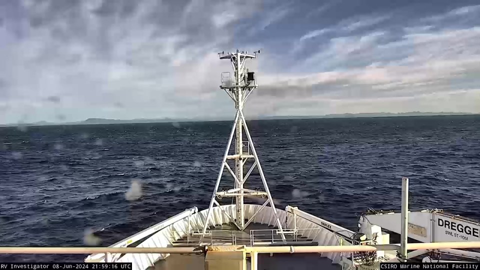 a camera on a boat shows the time as 21 59 16 utc