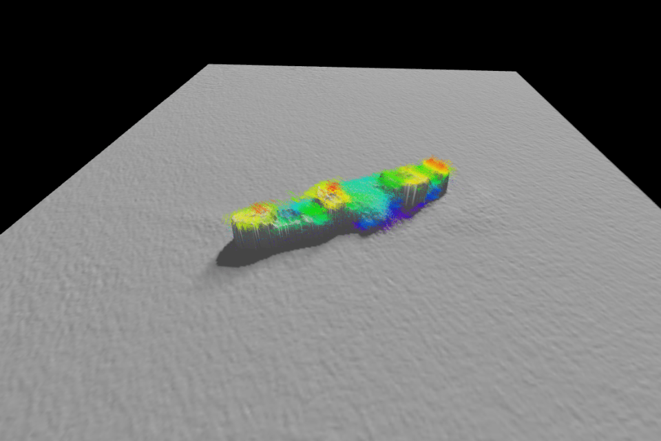 a computer generated image of a colorful object on a white surface