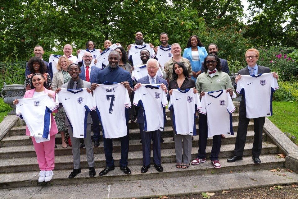 King Charles, Idris Elba and guests take time out from knife talks to back Three Lions