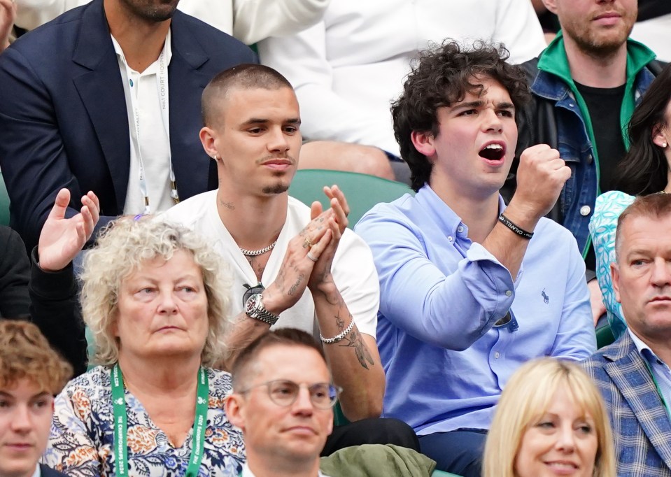 Romeo Beckham cheered on Emma Raducanu on Court One at Wimbledon