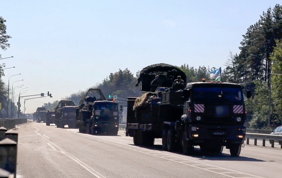 Columns of Russian trucks have moved in to Kursk to fight back against the Ukrainian offensive