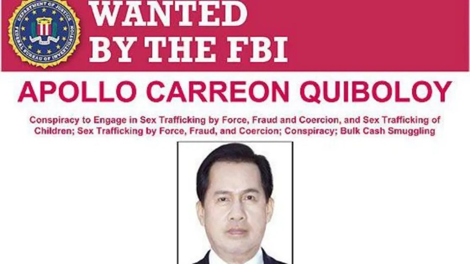 a poster for apollo carreon quiboloy by the fbi