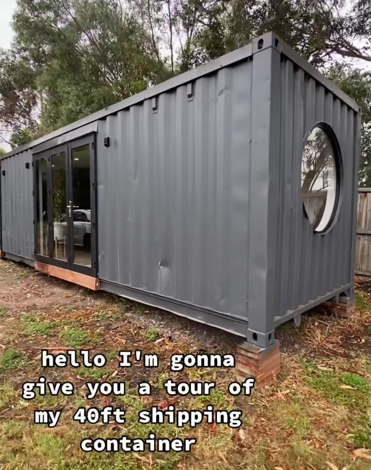 TikTok user Paige Mills showed her followers around the tiny home she created from a shipping container