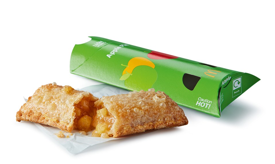 a mcdonald 's apple pie in a green box