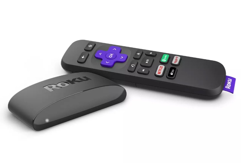 a roku express 4k hd streaming media player with a remote