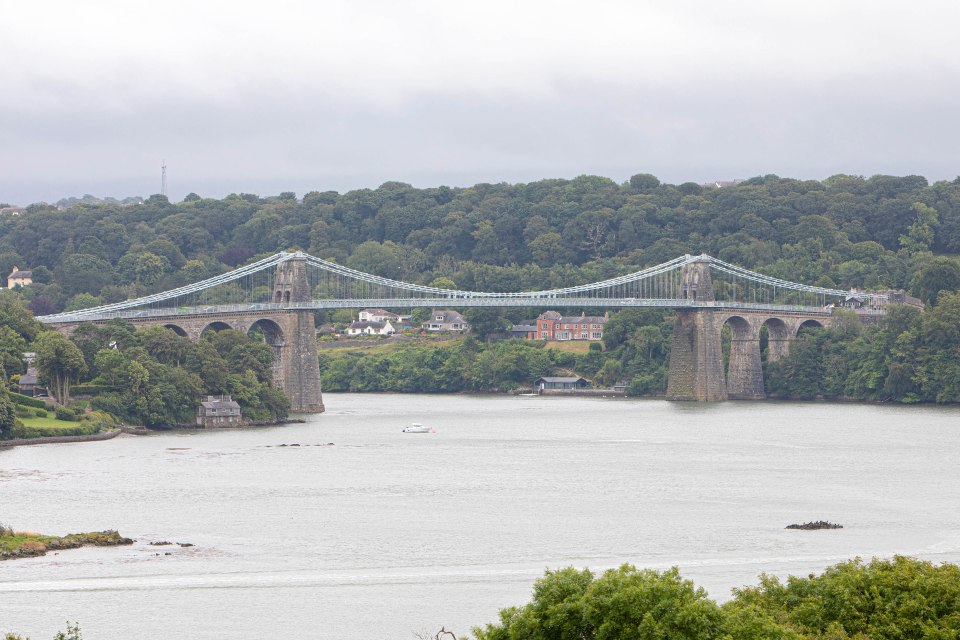 The Menai bridge links Anglesey to the mainland