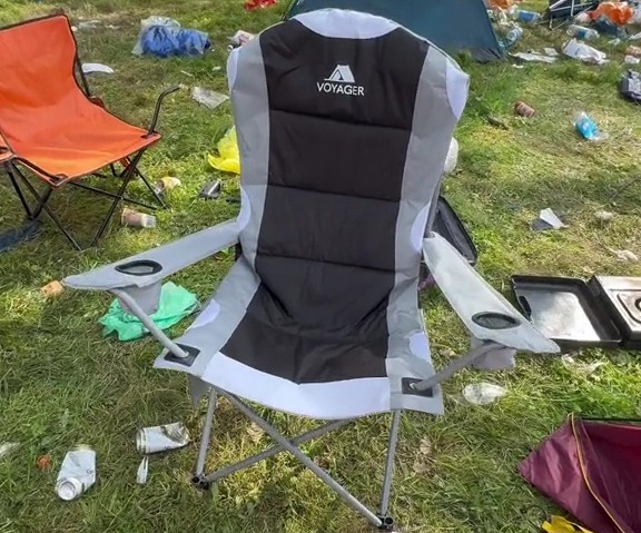 This new-looking Voyager camping chair was like 'gold dust' at the festival, Ethan said