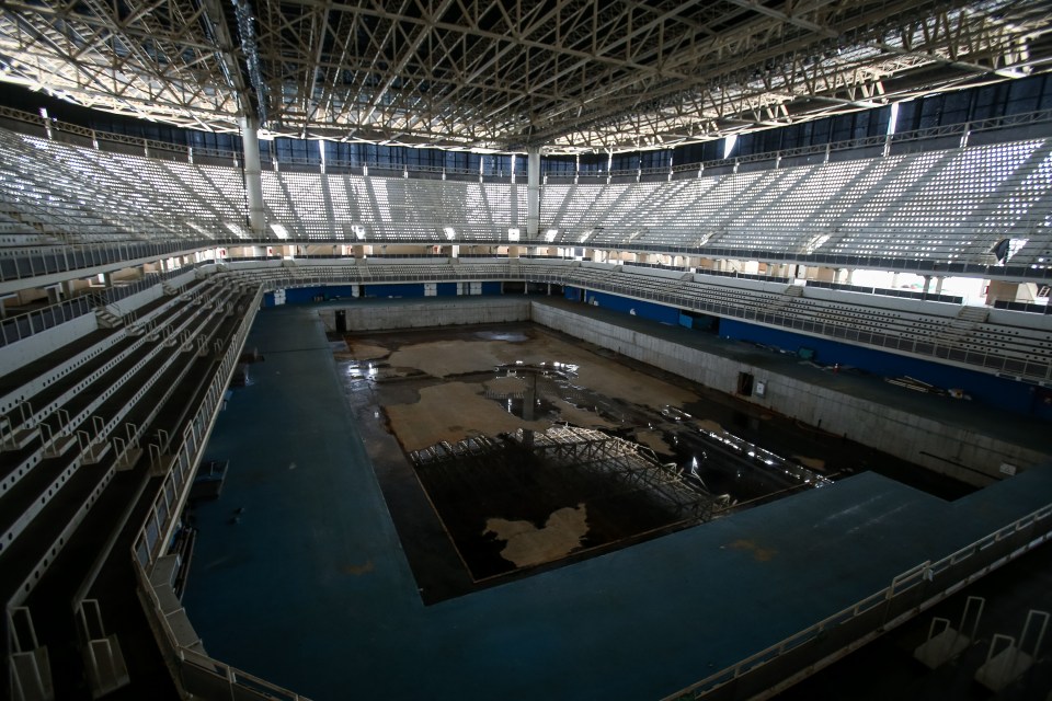 Stagnant water was left where the pool once stood