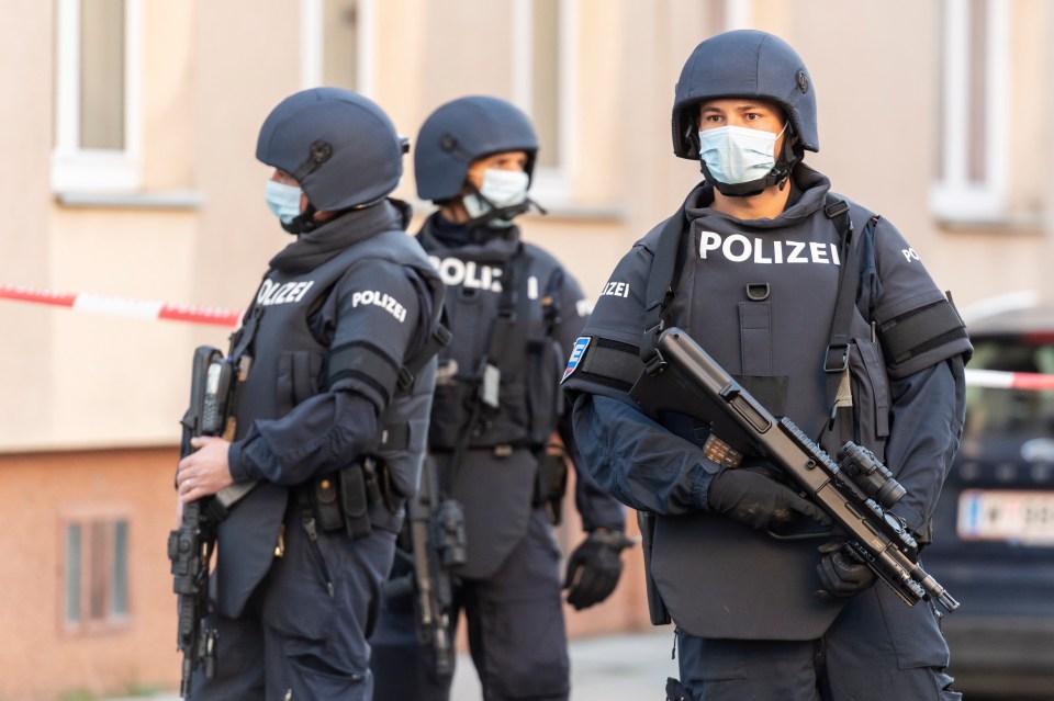 Austrian cops patrol Vienna (stock image)