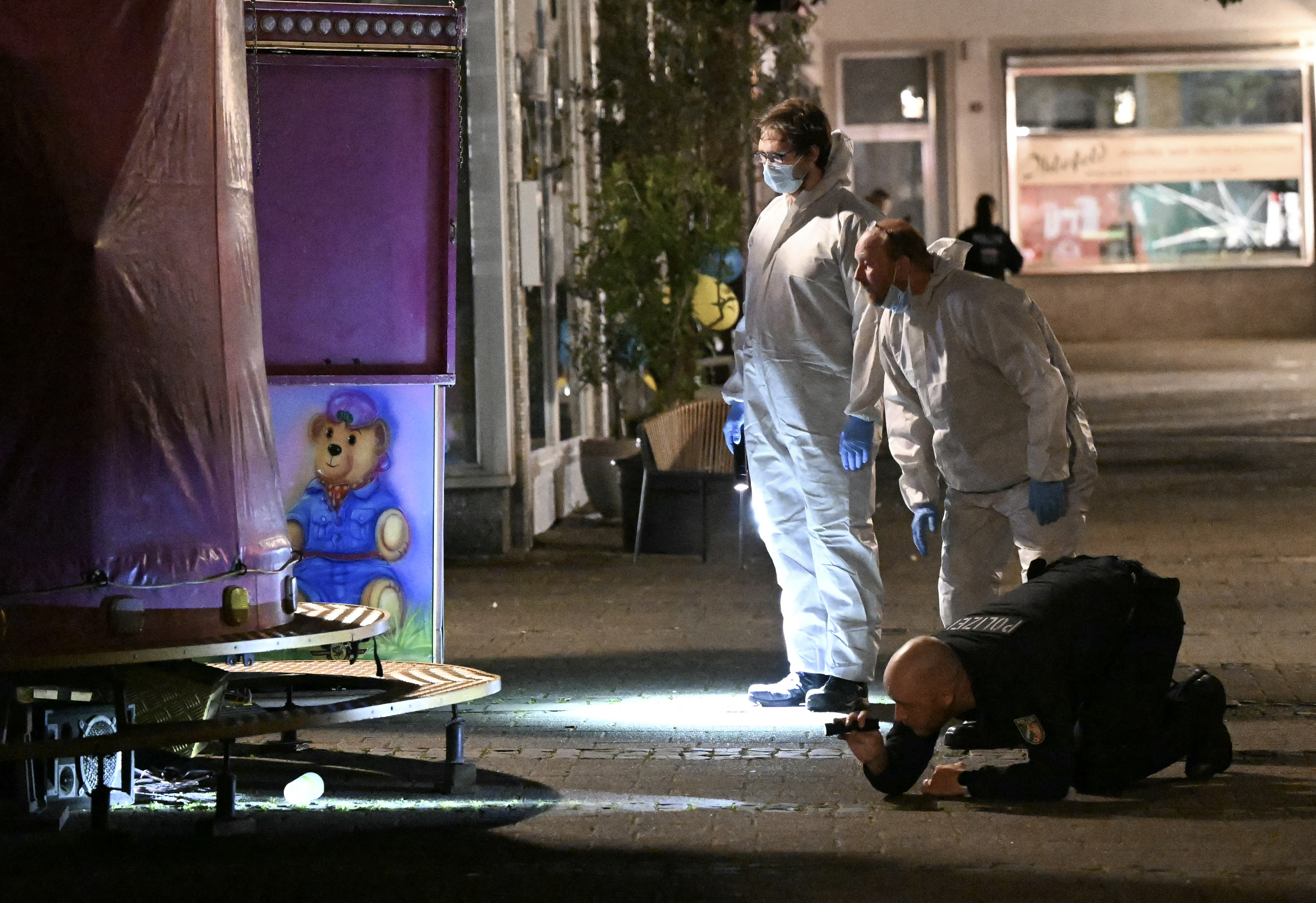 Forensic police at the festival site on Friday night