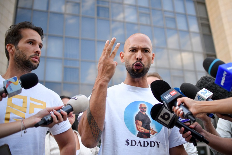 Angry Andrew speaks to reporters outside court on Thursday