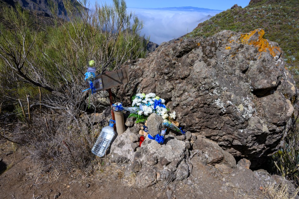 Tributes were laid near the site where Jay's body was found in Tenerife