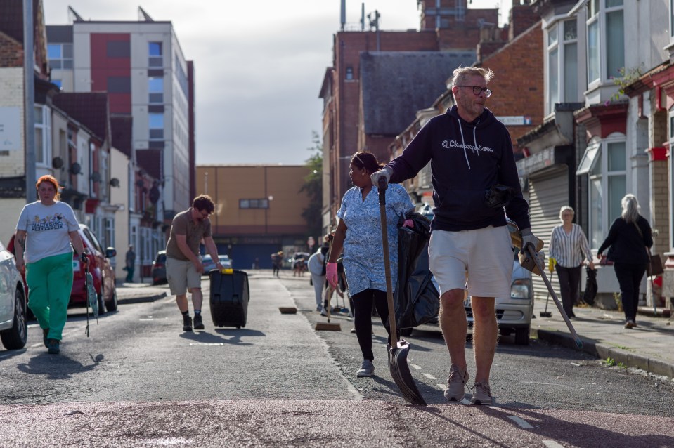 Members of the Middlesbrough community come together to clean up their streets after far-right activists rioted