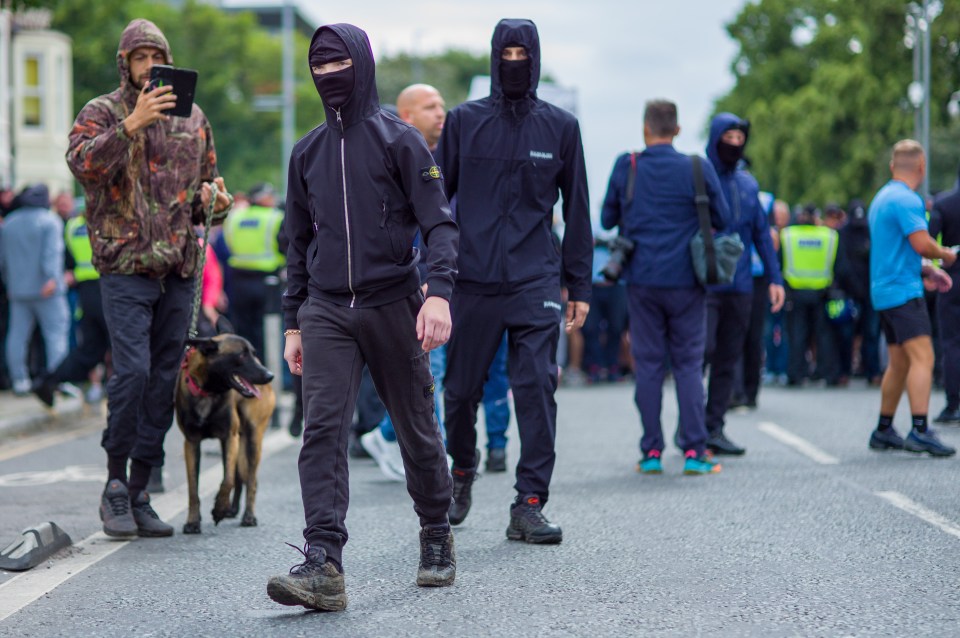 Masked far-right activists held a demonstration in Middlesbrough