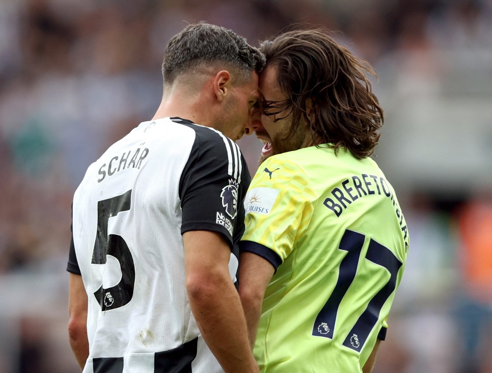 Newcastle’s Fabian Schar saw red after a clash of heads with Southampton's Ben Brereton Diaz on the first Saturday of the Premier League season