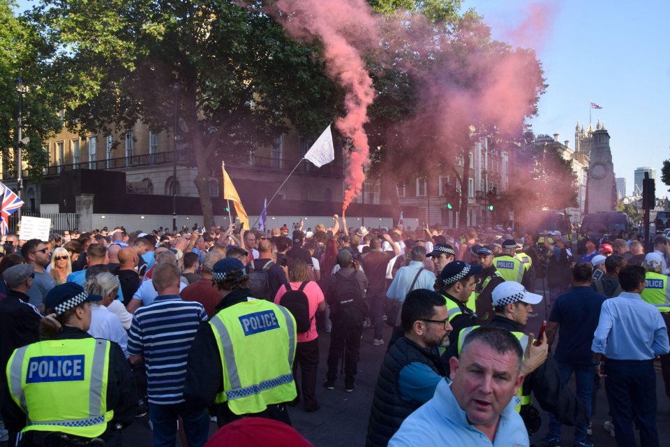 More than 100 people were arrested at a protest in London last night