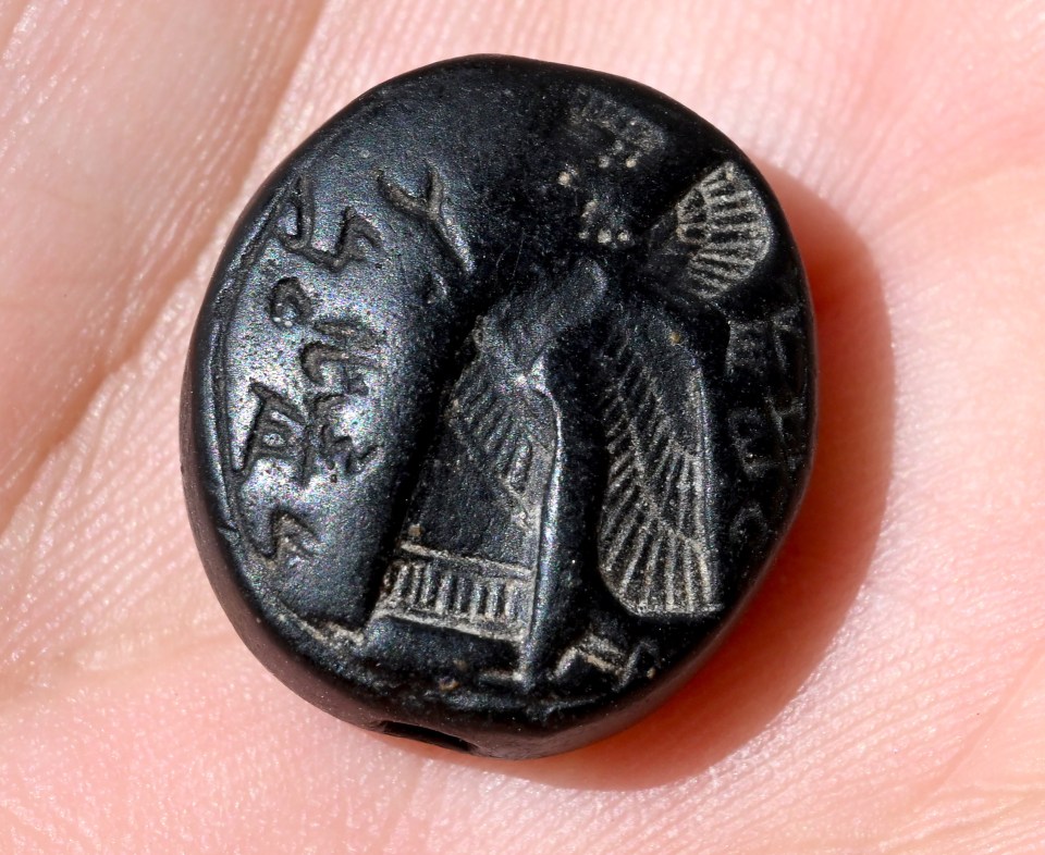 The rare black stone seal features an engraving of a never-before-seen winged 'genie' or 'demon'