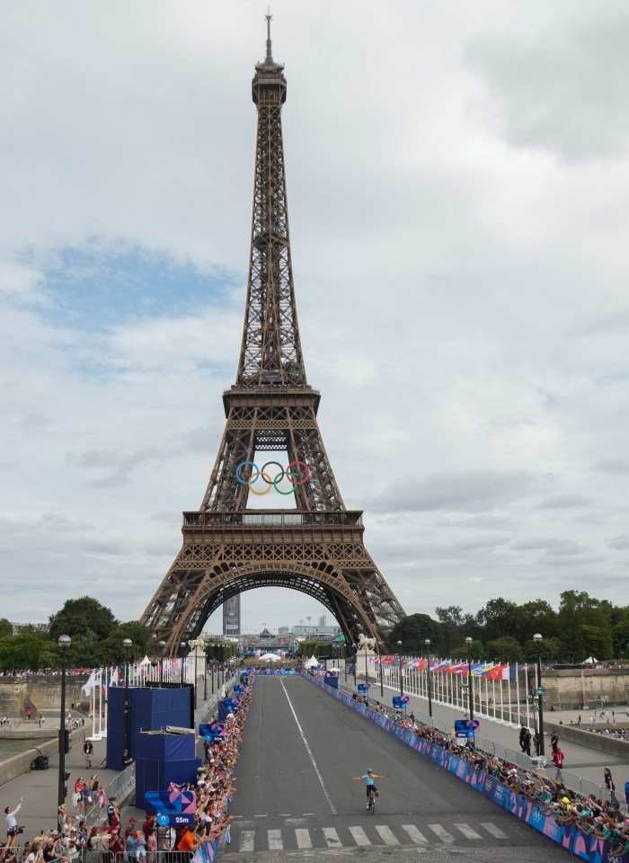 He celebrated in front of the Eiffel Tower