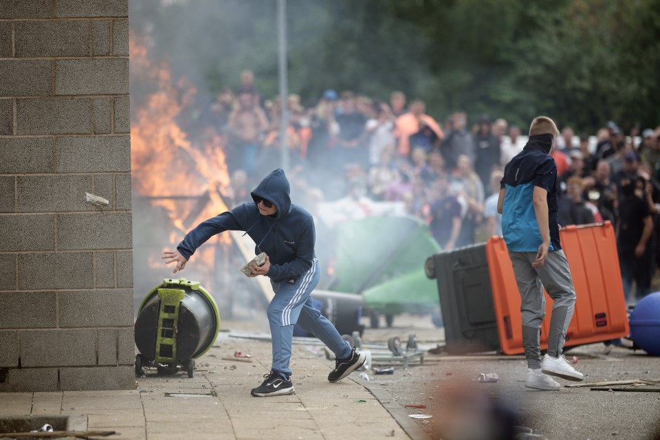 Thugs also attacked a Holiday Inn in Rotherham which is being used to house migrants