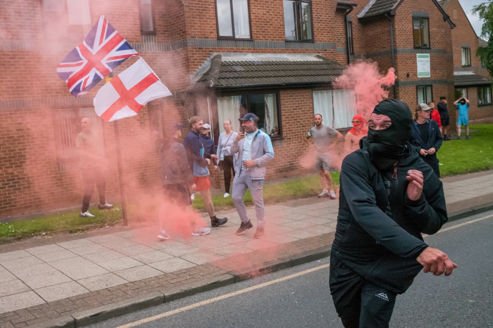 Demonstrators were violent towards police and destroyed houses and cars