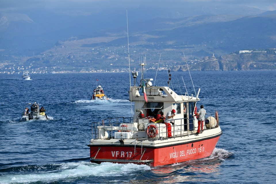 Rescue teams operate off Porticello harbour near Palermo