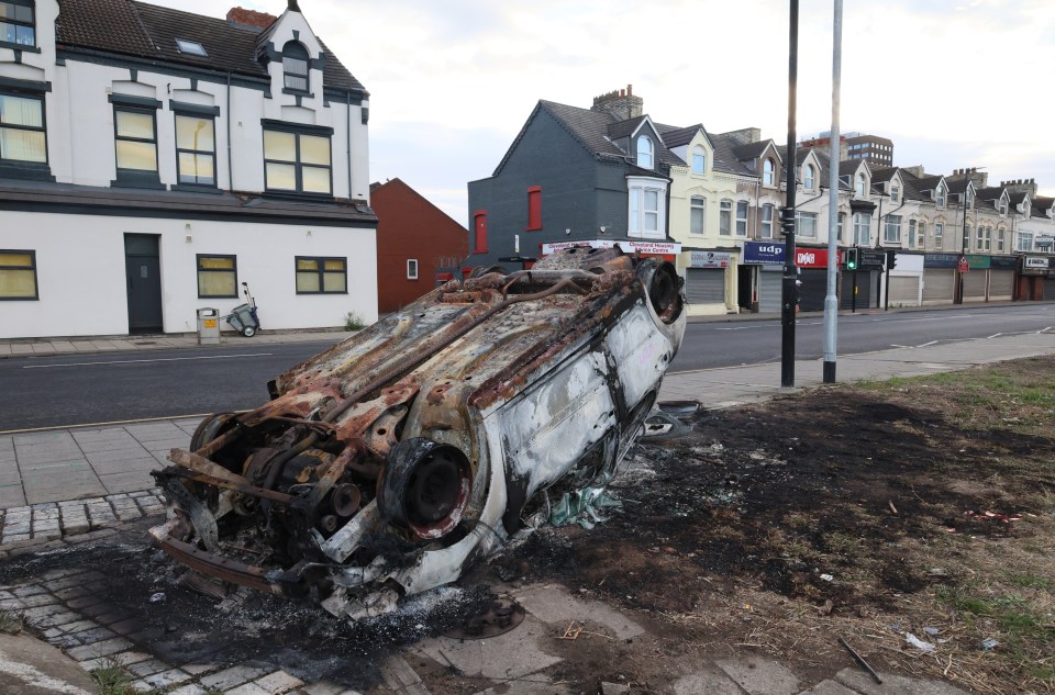 A car was flipped and torched in Middlesbrough last night