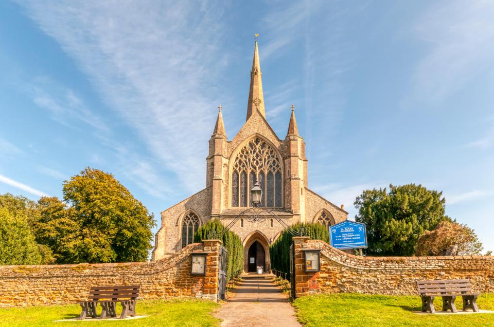 Harry and William sat at the back of St Mary's Church in Snettisham, Norfolk