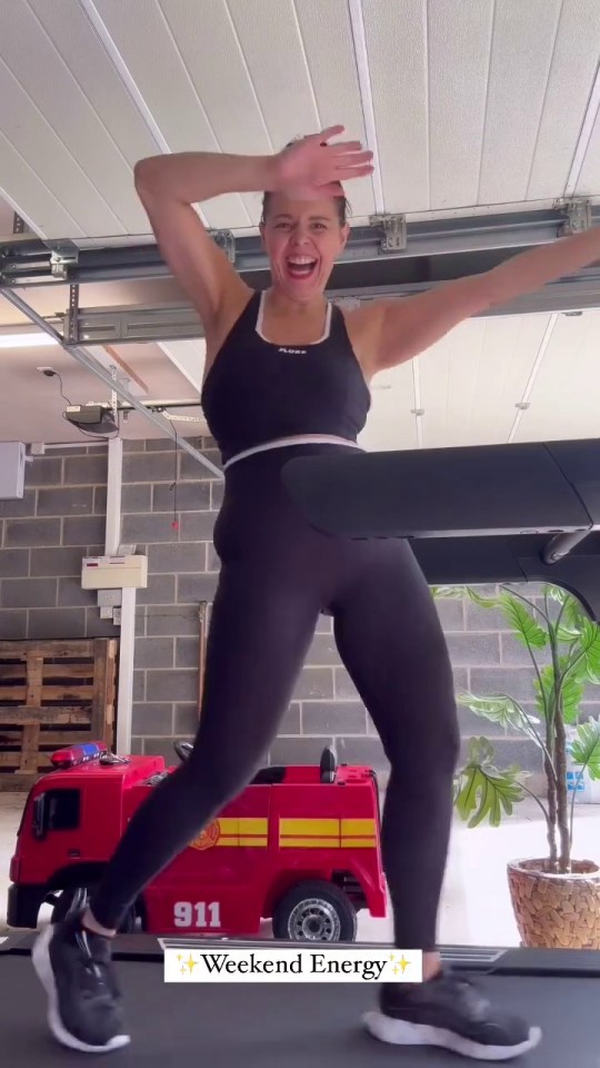 She even shared clips of her nearly falling off her treadmill