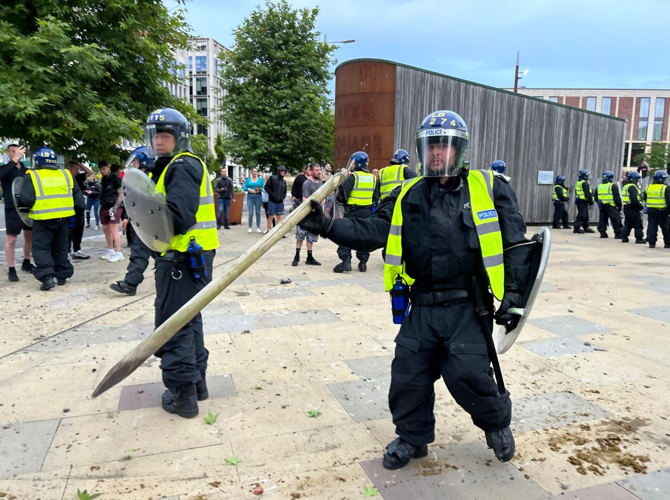 Yobs launched a metal pole at cops in Sunderland