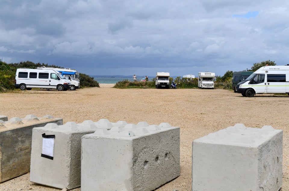 The caravans have been trapped inside ever since the last bollard was placed over a month ago