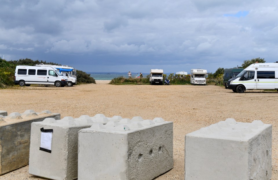 The caravans have been 'trapped' inside by concrete bollards