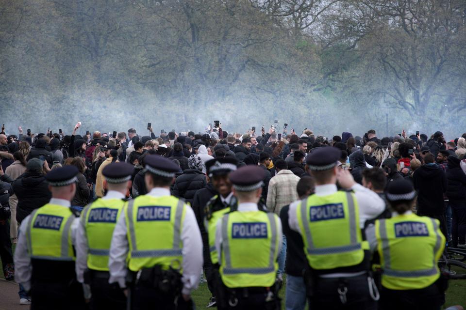 Cops at pro-cannabis demonstrations in London