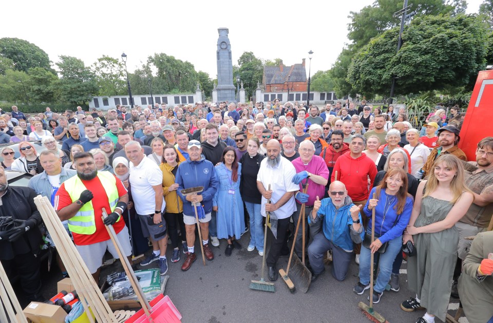 Scores of people in Middlesbrough turned out to help with the clean of the city after a night of rioting