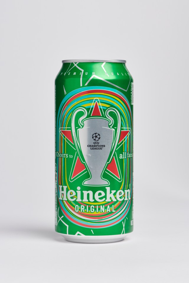 a can of heineken with a trophy on it