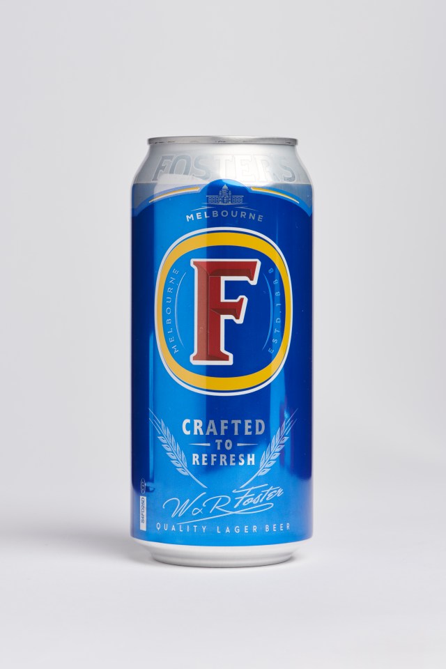 a can of fosters crafted to refresh lager beer